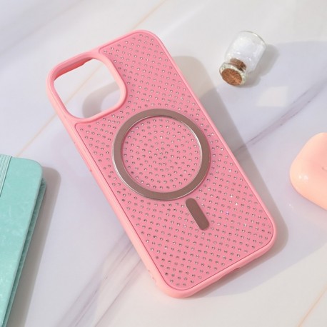 Futrola za iPhone 15 leđa MagSafe crystal glow - roza