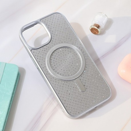 Futrola za iPhone 15 leđa MagSafe crystal glow - srebrna
