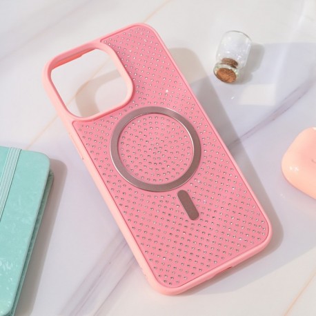 Futrola za iPhone 15 Pro Max leđa MagSafe crystal glow - roza