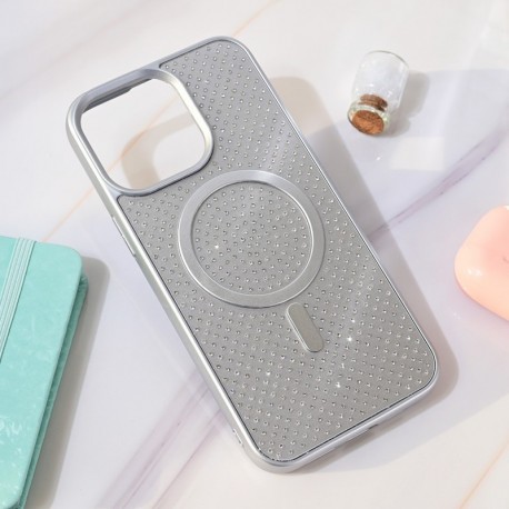 Futrola za iPhone 15 Pro Max leđa MagSafe crystal glow - srebrna