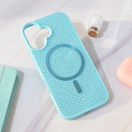 Futrola za iPhone 16 leđa MagSafe crystal glow - tirkizna