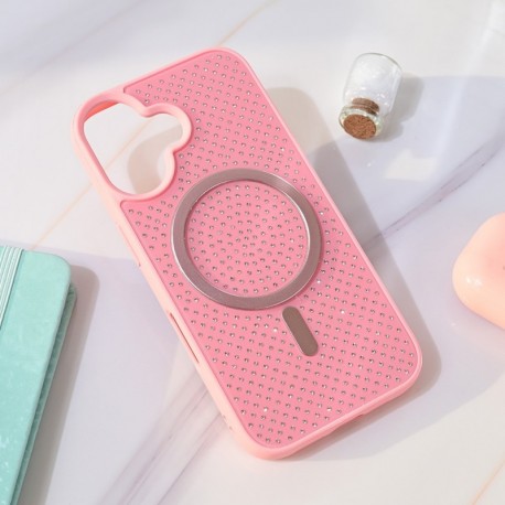 Futrola za iPhone 16 leđa MagSafe crystal glow - roza