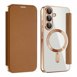 Futrola za Samsung Galaxy A36 preklop bez magneta bez prozora MagSafe Lux - braon