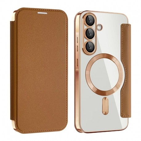 Futrola za Samsung Galaxy A36 preklop bez magneta bez prozora MagSafe Lux - braon