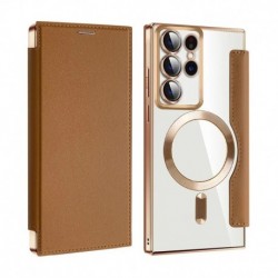 Futrola za Samsung Galaxy S22 Ultra 5G preklop bez magneta bez prozora MagSafe Lux - braon