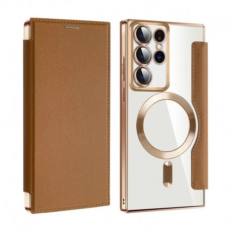 Futrola za Samsung Galaxy S22 Ultra 5G preklop bez magneta bez prozora MagSafe Lux - braon