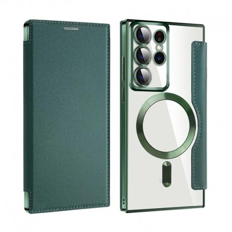Futrola za Samsung Galaxy S22 Ultra 5G preklop bez magneta bez prozora MagSafe Lux - zelena