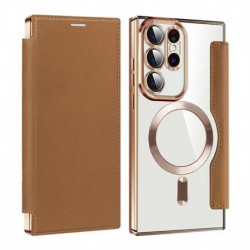 Futrola za Samsung Galaxy S23 Ultra preklop bez magneta bez prozora MagSafe Lux - braon