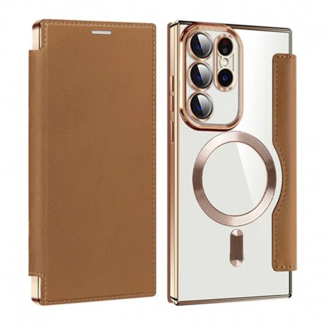 Futrola za Samsung Galaxy S23 Ultra preklop bez magneta bez prozora MagSafe Lux - braon