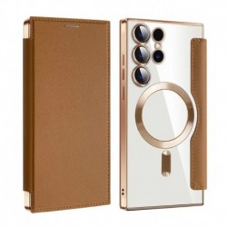 Futrola za Samsung Galaxy S24 Ultra preklop bez magneta bez prozora MagSafe Lux - braon
