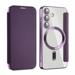 Futrola za Samsung Galaxy S25 preklop bez magneta bez prozora MagSafe Lux - ljubičasta