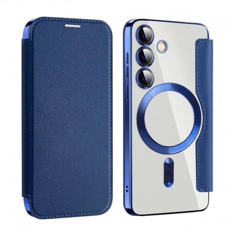 Futrola za Samsung Galaxy S25 preklop bez magneta bez prozora MagSafe Lux - plava