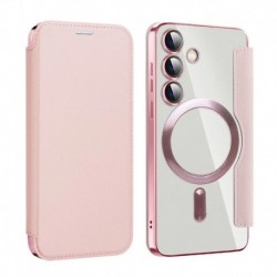 Futrola za Samsung Galaxy S25 preklop bez magneta bez prozora MagSafe Lux - roza