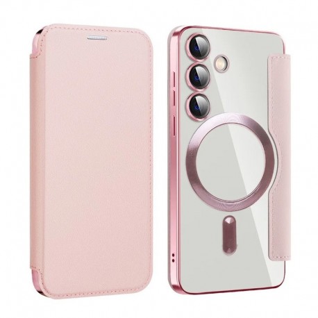 Futrola za Samsung Galaxy S25 preklop bez magneta bez prozora MagSafe Lux - roza