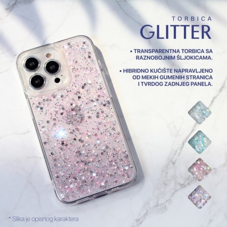 Futrola za iPhone 15 Pro Max leđa Glittering - plava