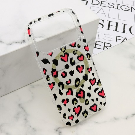Futrola za iPhone 17 Pro leđa Leopard MagSafe - roza